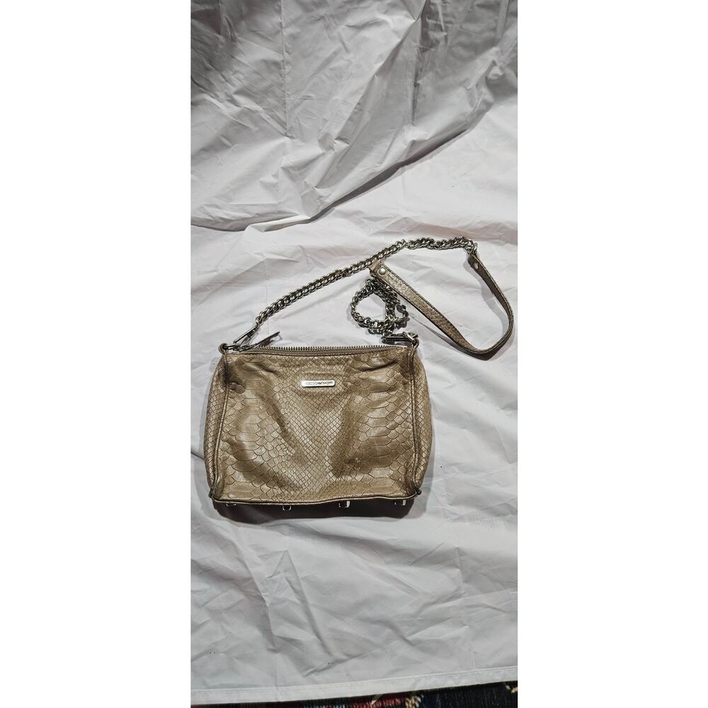 REBECCA MINKOFF • Tan + Silver Snakeskin Crossbody Bag